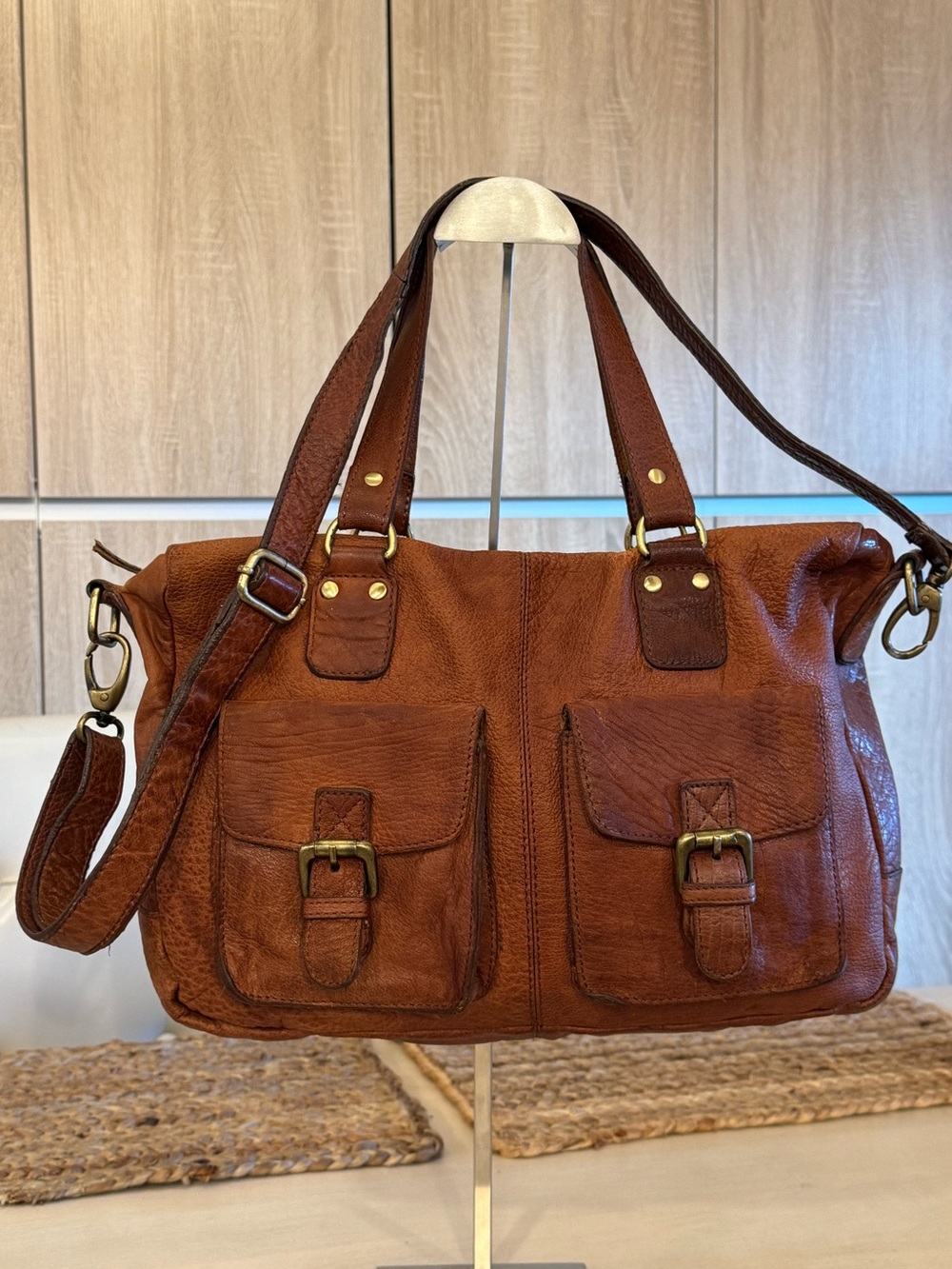 Rare Retired Anthropologie Holding Horses Buffalo Leather Satchel Shoulder Bag